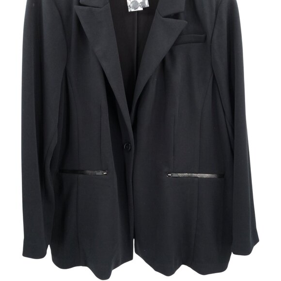 Lane Bryant Black Knit One Button Blazer Size 28 Stretch Career Business New NWT - Picture 4 of 13